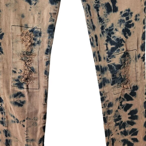 Kookai Paris Tie Dye Distressed Jeans Womens Sz 36 Low Rise Pale Pink Blue - Picture 3 of 10